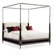 Creme Leather & Black Lacquer Finish King Size Bed Set 2Pcs THE COUTURIER CANOPY BED / OPPOSITES ATTRACT by Caracole 