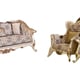 Luxury Beige & Gold Wood Trim PARIS Sofa Set 3Pcs EUROPEAN FURNITURE Traditional