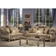 Homey Design HD-287 Olive Green Brown Finish Fabric Sofa Loveseat Set 2Pcs Carved Wood Traditional