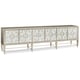 Taupe Silver Leaf Adjustable Shelves Console Table SOCIAL MEDIA by Caracole 
