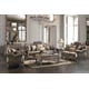 Homey Design HD-287 Olive Green Brown Silver Fabric Sofa Loveseat Set 3Pcs Carved Wood