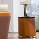 Italian Leather Orange Brown Coffee Table Set 2Pcs GLAMOUR EUROPEAN FURNITURE 