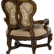 Benetti's Luna Luxury Beige Accent Chair Set 2Pcs Brown Finish Wood Trim Classic