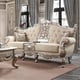 Metallic Silver & Beige Leather French Salon Sofa Set 2Pcs Homey Design HD-91633