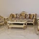Luxury Beige & Gold Wood Trim PARIS Sofa Set 3Pcs EUROPEAN FURNITURE Traditional