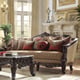 Dark Walnut Sofa Carved Wood Traditional Homey Design HD-2655