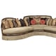 Luxury Walnut Wood Beige Fabric Curved Sectional Sofa Benetti's Ferrara RIGHT