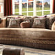 Mahogany & Beige Sofa Set 3Pcs Carved Wood Traditional Homey Design HD-1631 