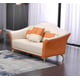 Italian Leather Off White & Orange Sofa Set 2Pcs  WINSTON EUROPEAN FURNITURE Modern